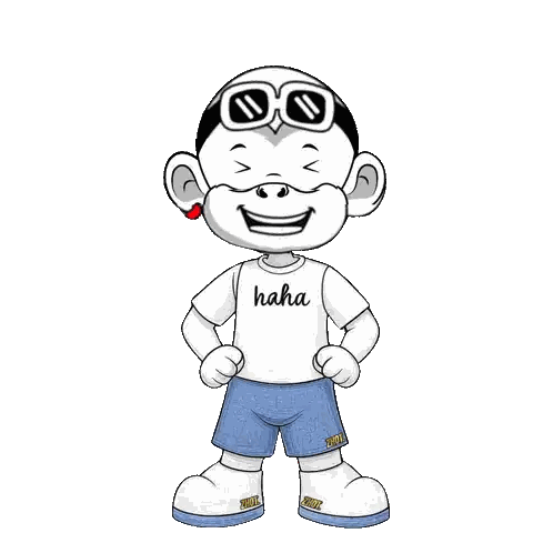 Cartoon Character Wearing Haha Shirt Sticker