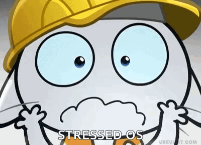 Cartoon Character Wearing Hard Hat Making Face GIF