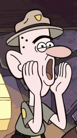 Cartoon Character Wearing Hat Covering Mouth GIF