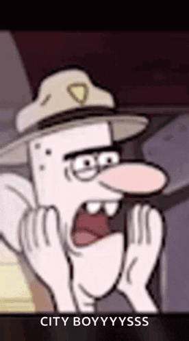 Cartoon Character Wearing Hat Making Funny Face City Boyyysss GIF