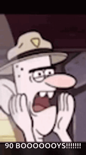 Cartoon Character Wearing Hat Making Funny Face Mouth Open GIF