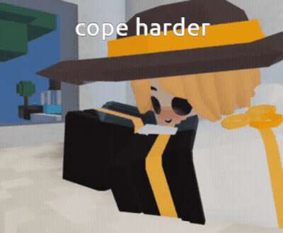 Cartoon Character Wearing Hat Saying Cope Harder GIF