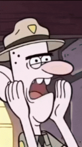 Cartoon Character Wearing Hat With Badge GIF