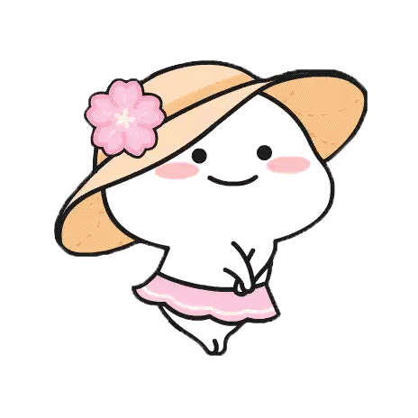 Cartoon Character Wearing Hat With Pink Flower Sticker