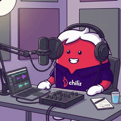 Cartoon Character Wearing Headphones And Chiliz Shirt GIF