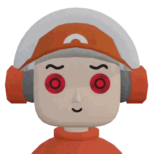 Cartoon Character Wearing Headphones And Orange Hat With Red Eyes Sticker