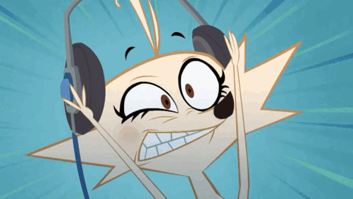 Cartoon Character Wearing Headphones Making Face GIF