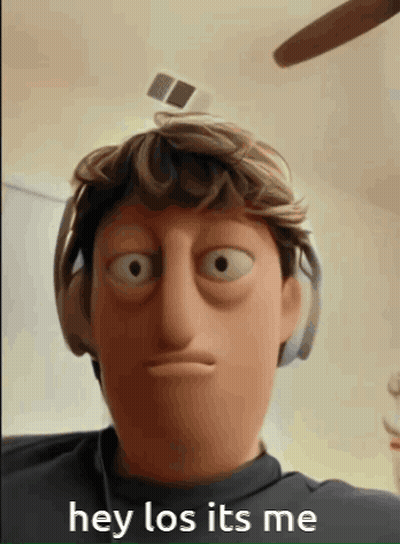Cartoon Character Wearing Headphones Saying Hey Los It's Me GIF