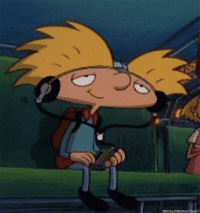 Cartoon Character Wearing Headphones Sitting GIF