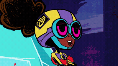 Cartoon Character Wearing Helmet And Goggles GIF