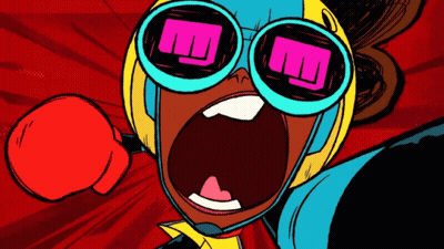 Cartoon Character Wearing Helmet And Sunglasses GIF