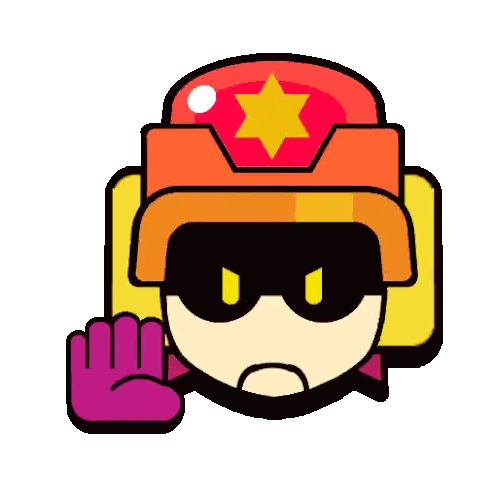 Cartoon Character Wearing Helmet And Sunglasses Making Stop Sign Sticker
