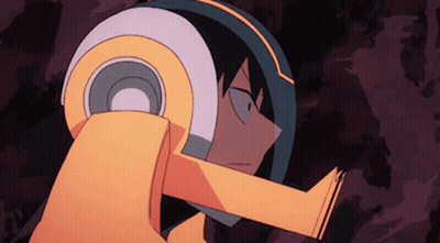 Cartoon Character Wearing Helmet With Circle GIF