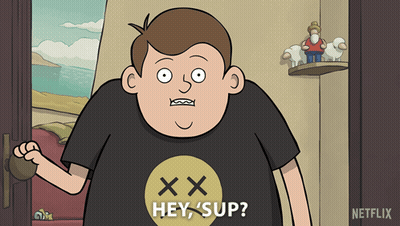 Cartoon Character Wearing Hey Sup Shirt GIF