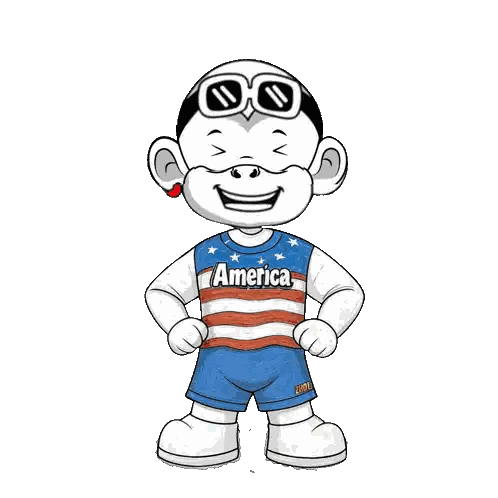 Cartoon Character Wearing Jersey Saying America Sticker