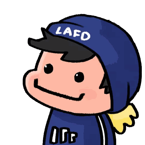 Cartoon Character Wearing Lafd Hat Sticker