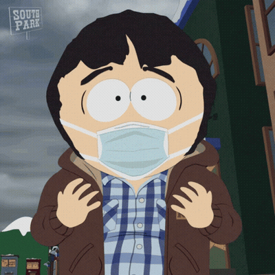 Cartoon Character Wearing Mask With South Park Sign GIF
