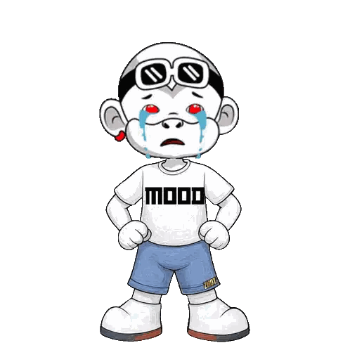 Cartoon Character Wearing Mood Shirt And Shorts Sticker