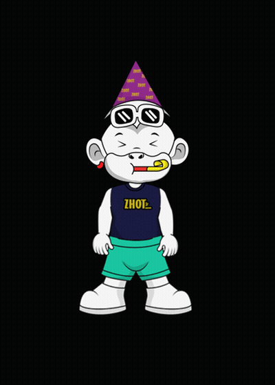 Cartoon Character Wearing Party Hat And Sunglasses GIF