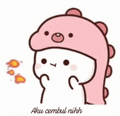 Cartoon Character Wearing Pink Dinosaur Hat Holding Fireball GIF