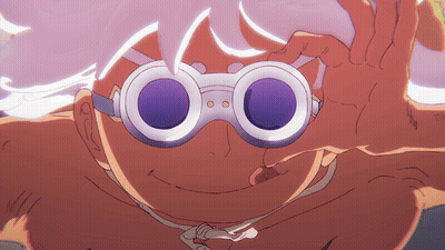 Cartoon Character Wearing Purple Goggles GIF