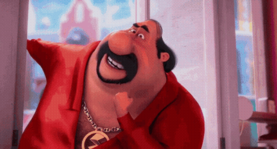 Cartoon Character Wearing Red Shirt And Gold Chain GIF