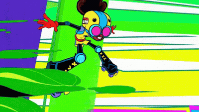 Cartoon Character Wearing Roller Skates And Sunglasses GIF