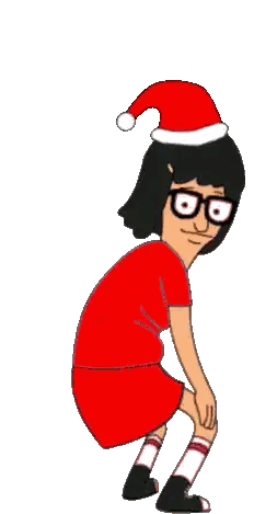 Cartoon Character Wearing Santa Hat Sticker