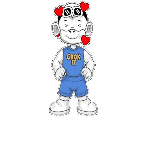 Cartoon Character Wearing Sunglasses And Grok It Shirt Sticker