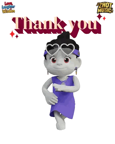 Cartoon Character Wearing Sunglasses And Purple Dress Sticker