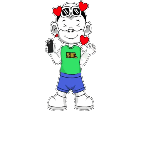 Cartoon Character Wearing Sunglasses Holding Phone Sticker