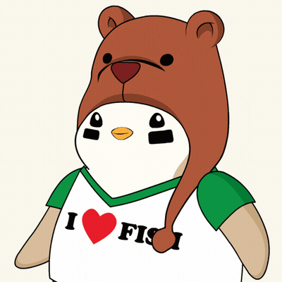 Cartoon Character Wearing Teddy Bear Hat And I Love Fich Shirt GIF