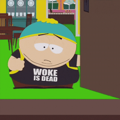 Cartoon Character Wearing Woke Is Dead T-Shirt GIF