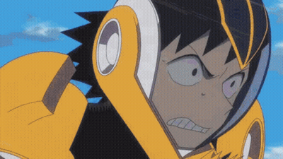 Cartoon Character Wearing Yellow Helmet GIF