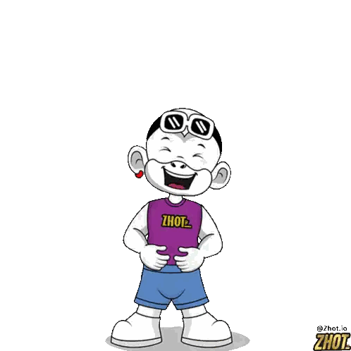 Cartoon Character Wearing Zhot Shirt Sticker