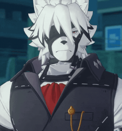 Cartoon Character White Hair Black Mask GIF