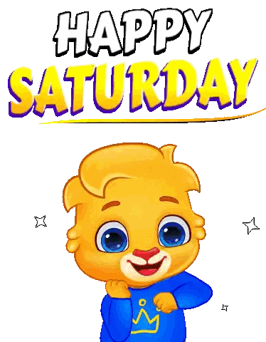 Cartoon Character Wishing Happy Saturday Sticker
