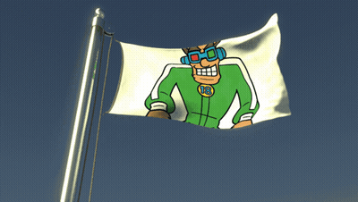 Cartoon Character With 08 Shirt Waving Flag GIF
