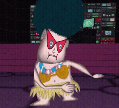 Cartoon Character With Afro And Aloha Necklace GIF