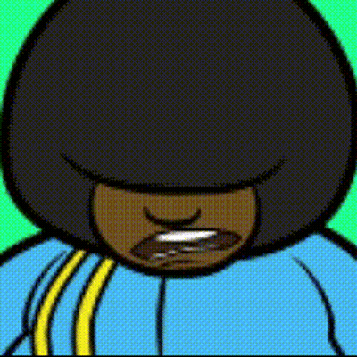 Cartoon Character With Afro And Blue Jacket GIF