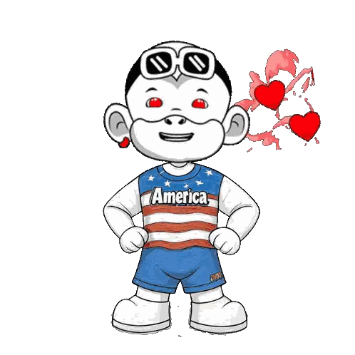 Cartoon Character With America Shirt Sticker