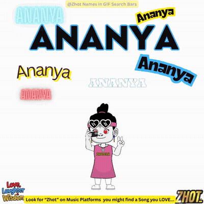 Cartoon Character With Ananya Written On It GIF