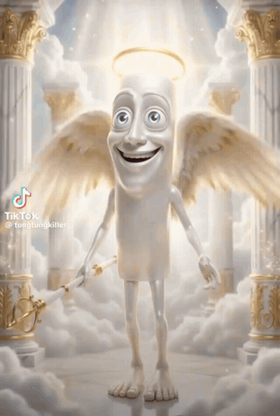 Cartoon Character With Angel Wings And Halo Smiling GIF