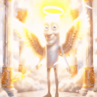 Cartoon Character With Angel Wings Saying Rip Triple T GIF