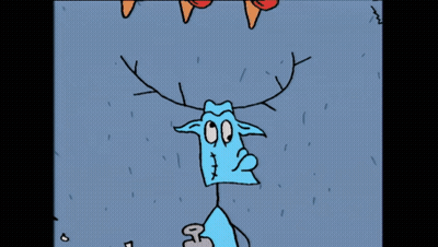Cartoon Character With Antlers And Big Smile GIF