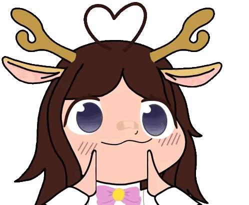 Cartoon Character With Antlers And Heart Sticker