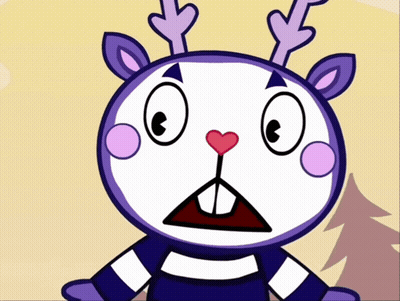 Cartoon Character With Antlers And Heart In Mouth GIF