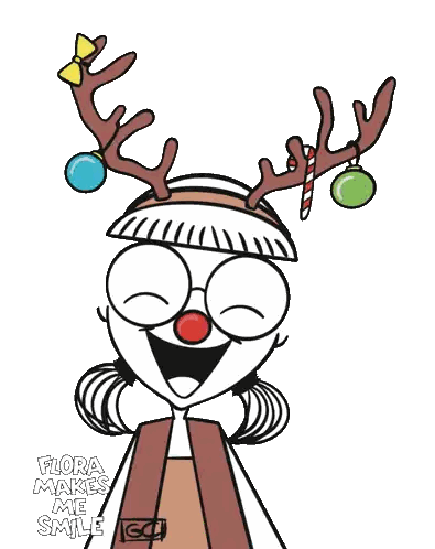 Cartoon Character With Antlers And Red Nose Saying Oh What Fun Sticker