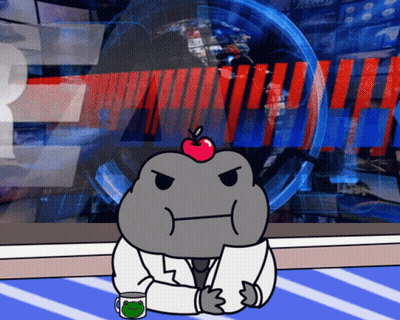 Cartoon Character With Apple On Head Before Screen Saying R GIF