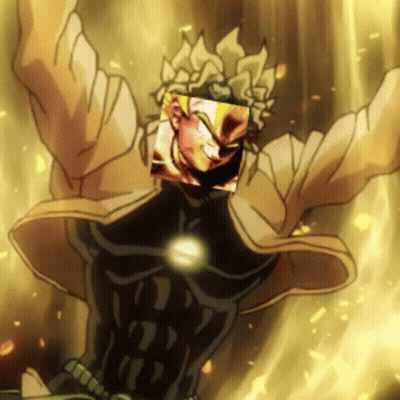 Cartoon Character With Arms Outstretched And Dio On Chest GIF